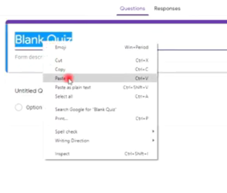 A simplified model for creating an exam on Google Forms